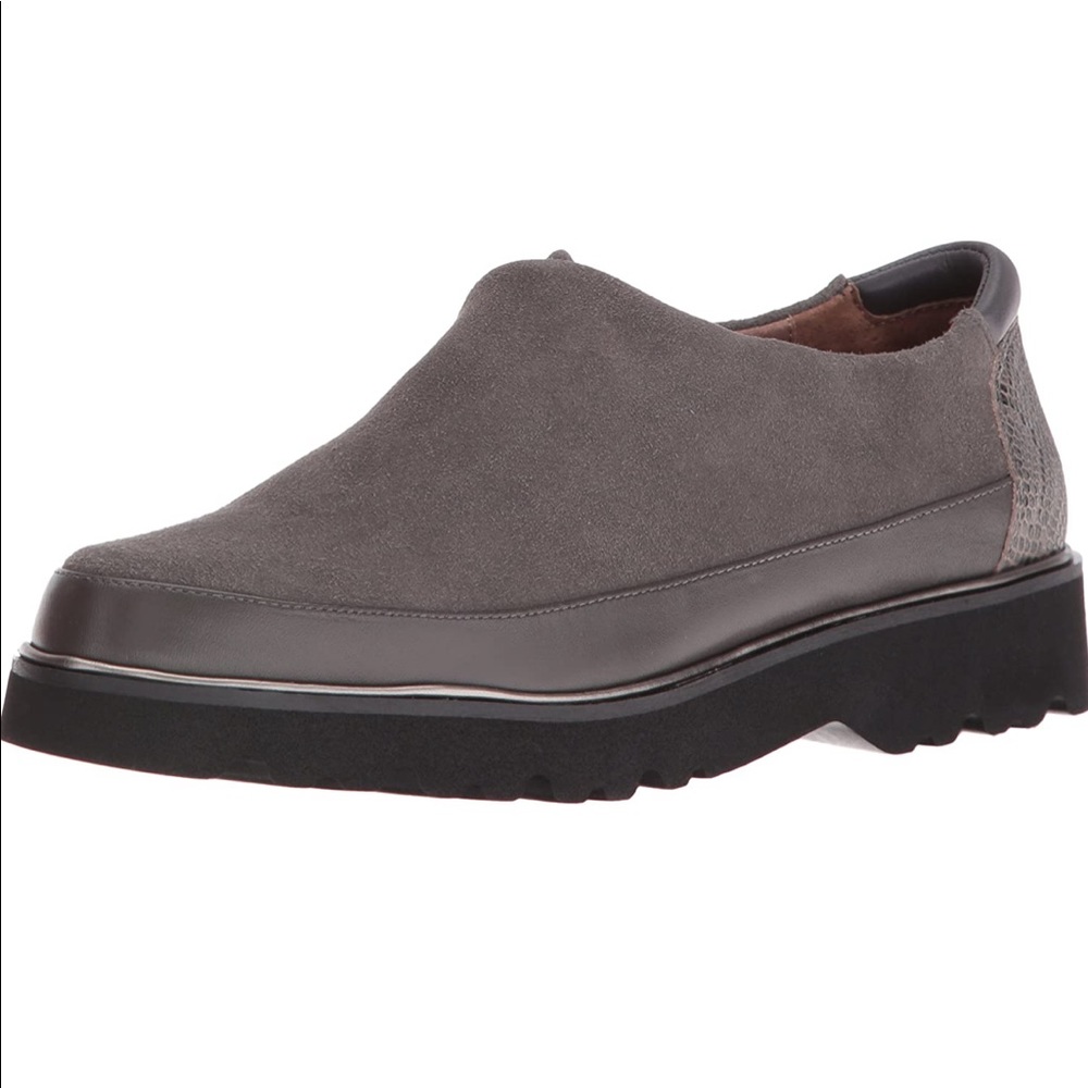 SOLD Donald J. Pliner Carly-Su Flat Gray Suede Leather Snake Print Platform Loaf